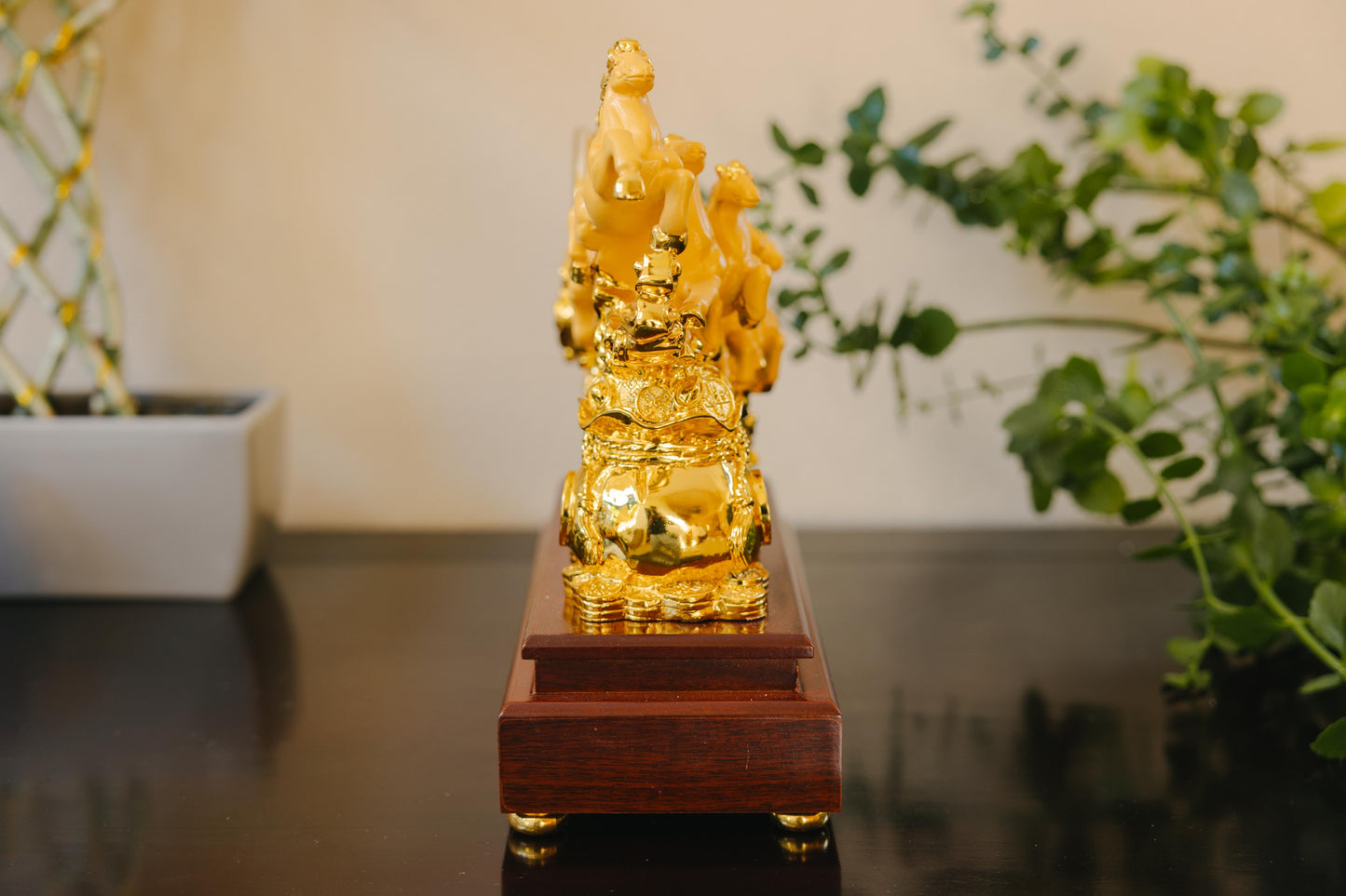 Golden Eight Horses of Success Resin Statue