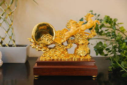 Golden Eight Horses of Success Resin Statue