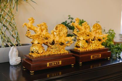 Golden Eight Horses of Success Resin Statue