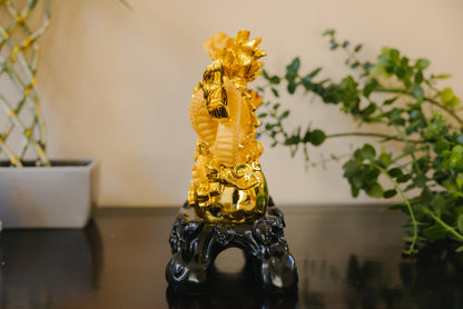 Majestic Golden Dragon Wealth Statue