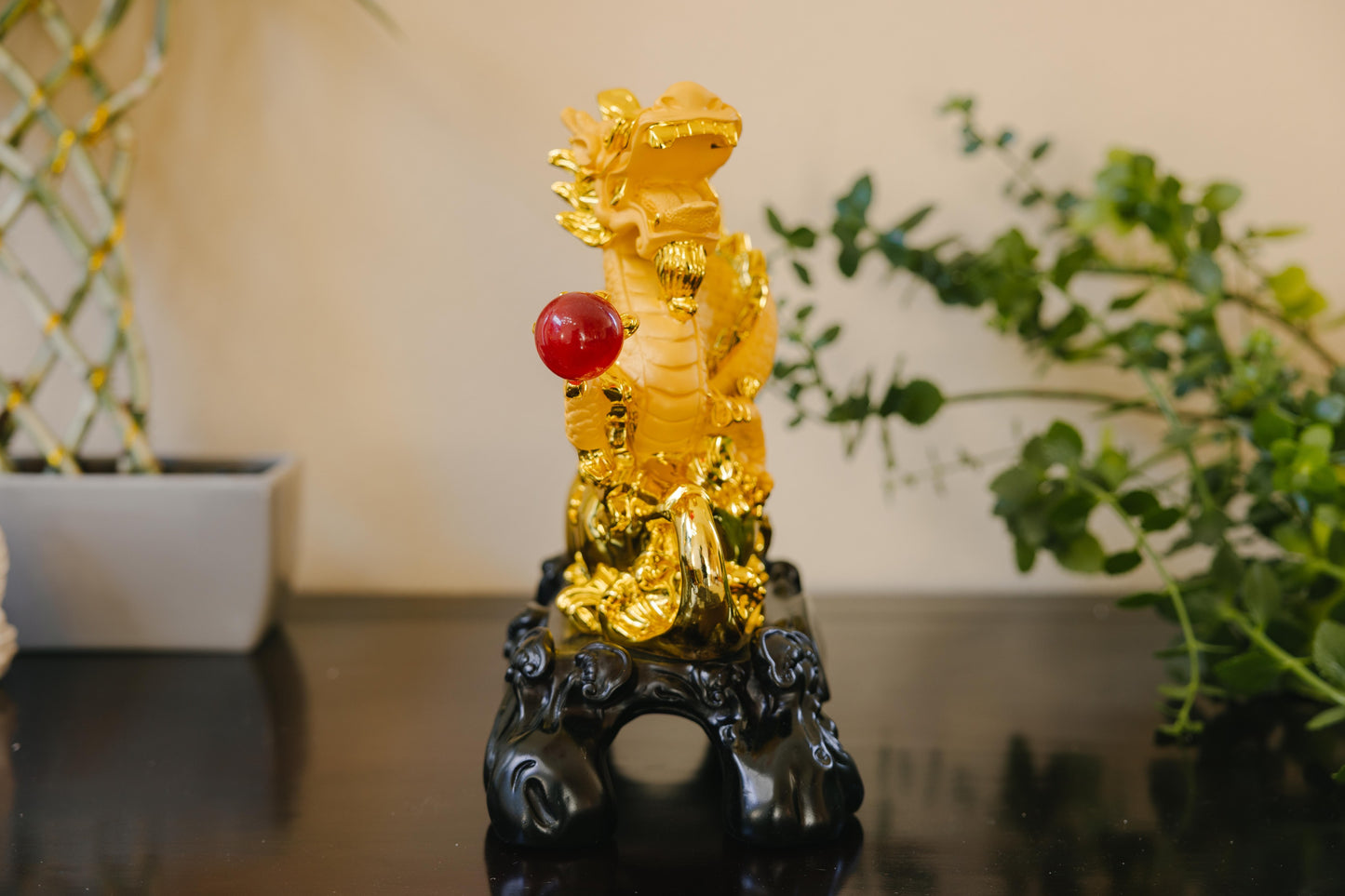 Majestic Golden Dragon Wealth Statue