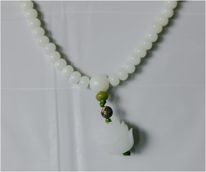 Elegant Serenity Jade Mala Beads Necklace