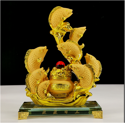 Golden Fortune Koi Prosperity Statue