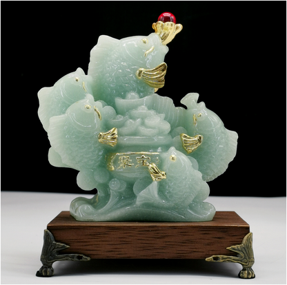 Jade Prosperity Fish Statue
