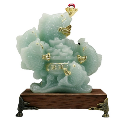 Jade Prosperity Fish Statue