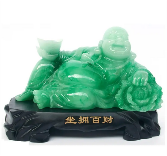 Lucky Jade Laughing Buddha Statue