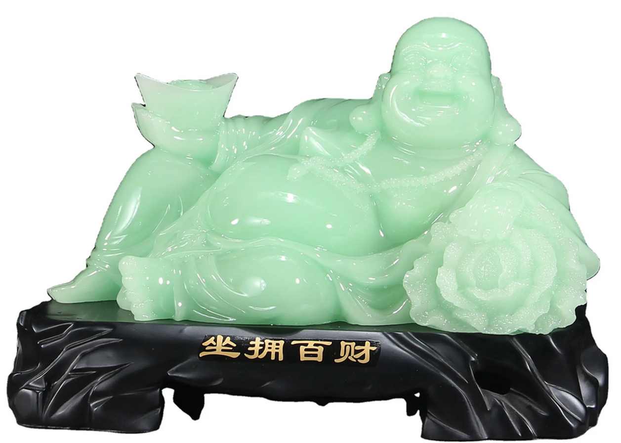 Lucky Jade Laughing Buddha Statue