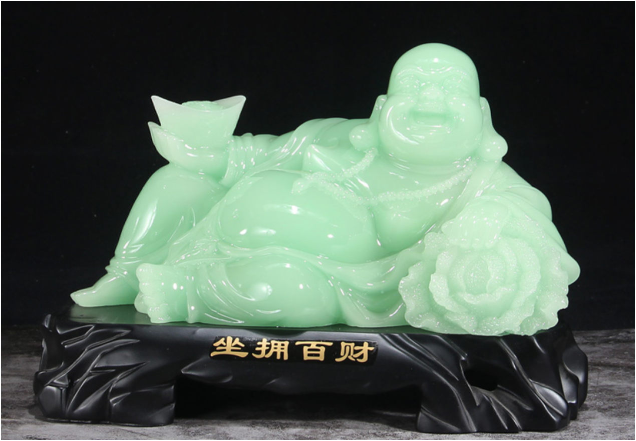 Lucky Jade Laughing Buddha Statue