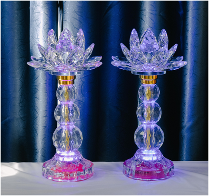 Crystal Lotus Candle & Lamp (Set of 2)