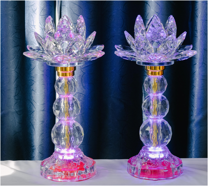 Crystal Lotus Candle & Lamp (Set of 2)