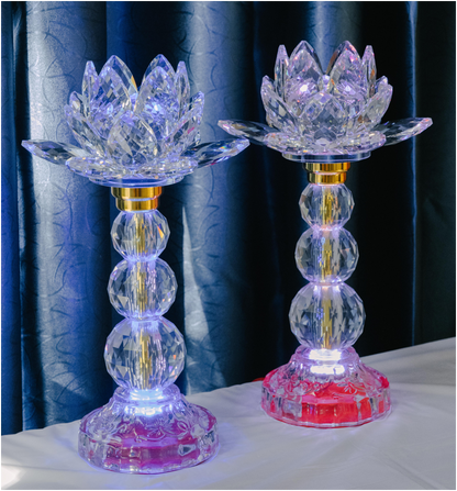 Crystal Lotus Candle & Lamp (Set of 2)