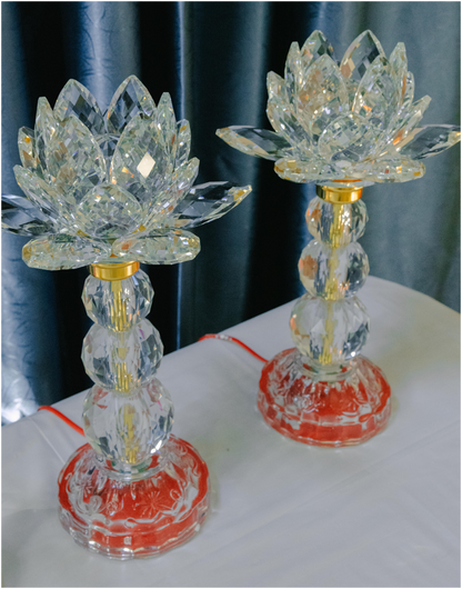 Crystal Lotus Candle & Lamp (Set of 2)