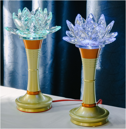 Crystal Lotus Candle & Lamp (Set of 2)