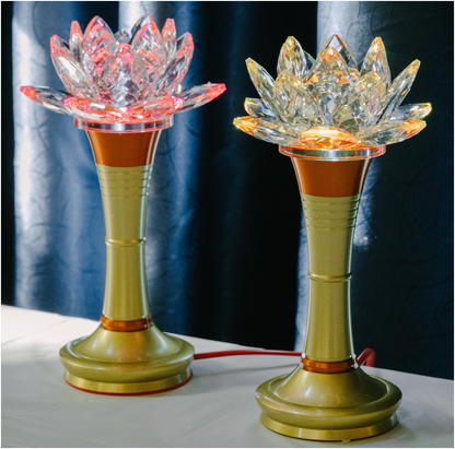 Crystal Lotus Candle & Lamp (Set of 2)