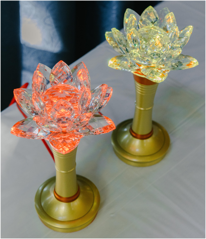Crystal Lotus Candle & Lamp (Set of 2)