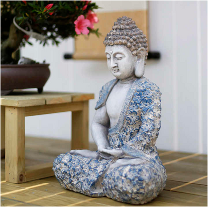 Antique Floral Buddha Sculpture