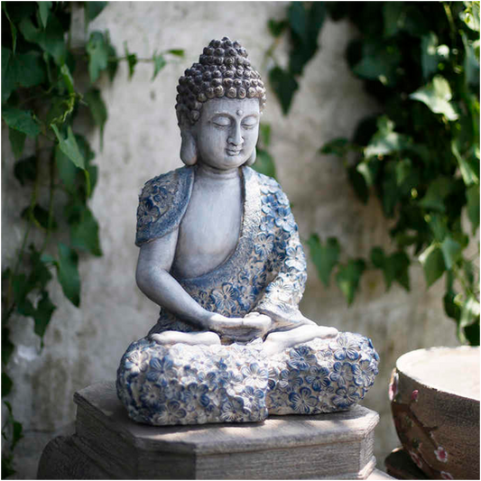 Antique Floral Buddha Sculpture