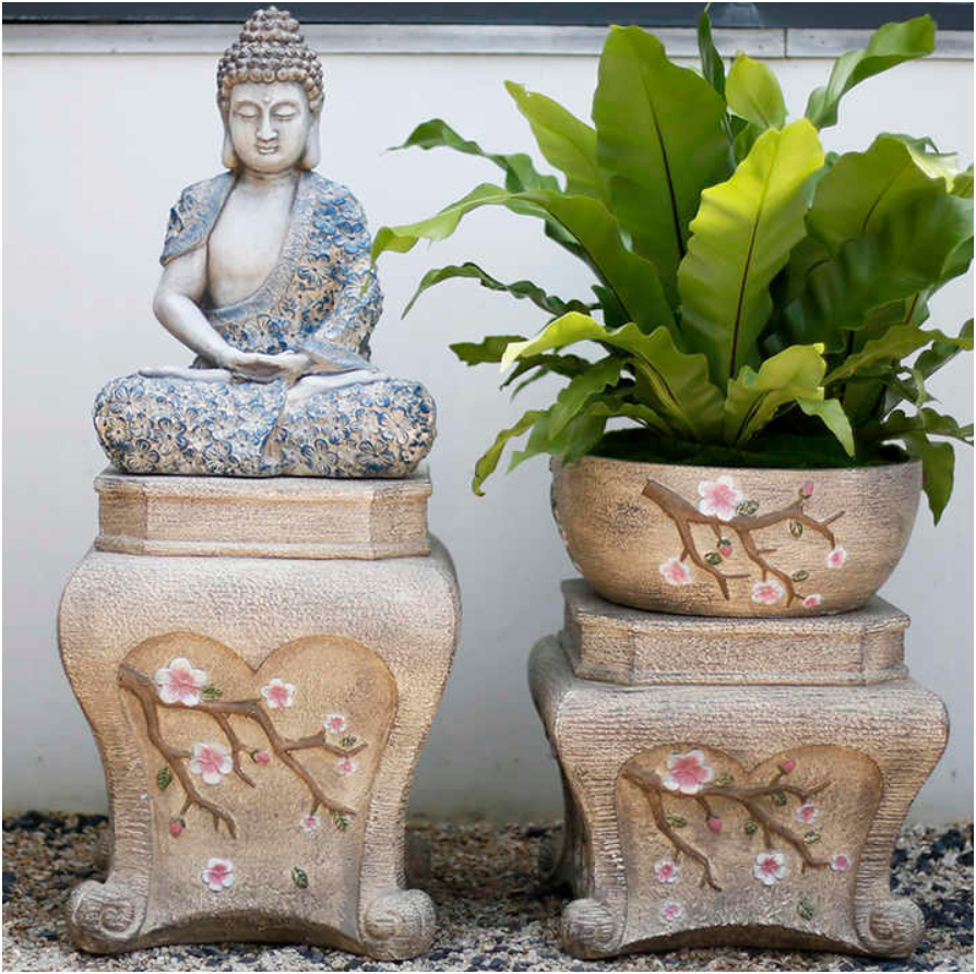 Antique Floral Buddha Sculpture