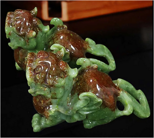 Prosperity Guardians - Twin Jade Pixiu Statues (Set Of 2)
