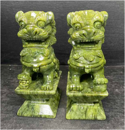 Xiuyan Jade Kylin Statues (Set Of 2)