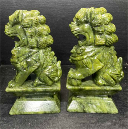Xiuyan Jade Kylin Statues (Set Of 2)