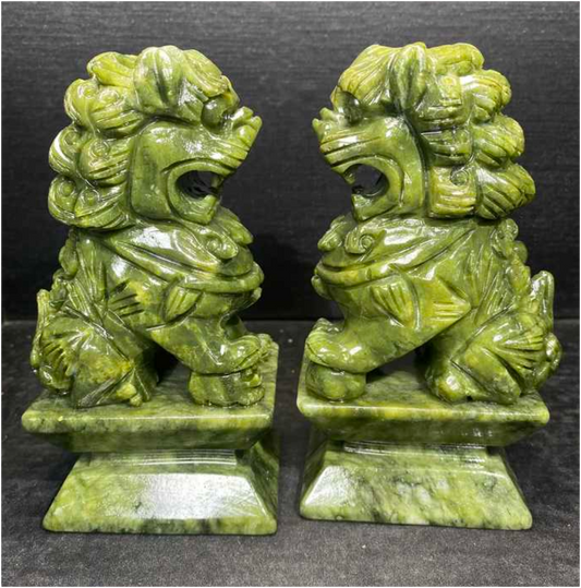 Xiuyan Jade Kylin Statues (Set Of 2)