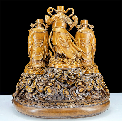 Golden Five Gods of Fortune Statue