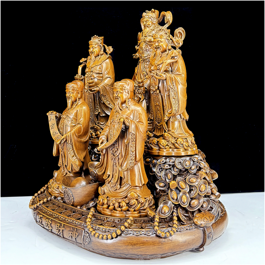Golden Five Gods of Fortune Statue