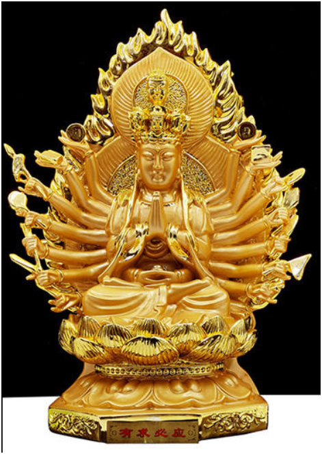 Golden Thousand-Armed Guanyin Buddha Statue