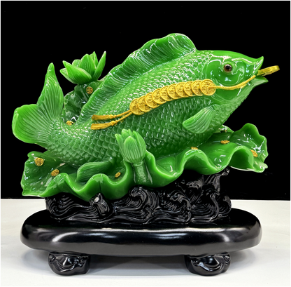Golden Prosperity Koi Carving