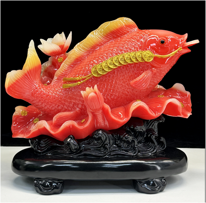 Golden Prosperity Koi Carving