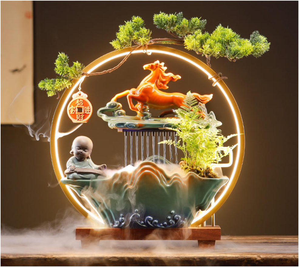 Water Fountain Lucky Horse Decor